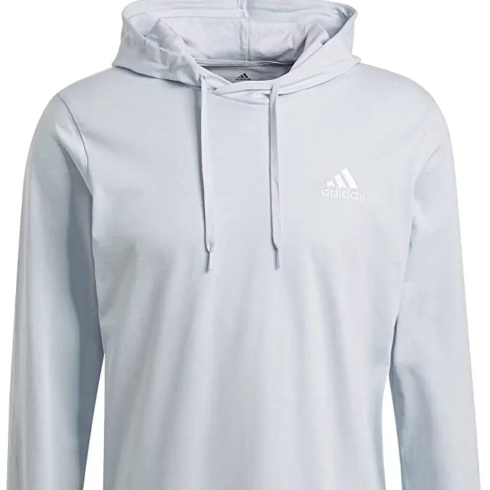 adidas Men's Small Logo Single Jersey Hoodie Halo Blue XL NWT